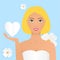 Cartoon vector illustration of women holding big heart concept. Dating, love, romance, social approval.