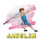 Cartoon vector javelin sport with separated layers for game and animation