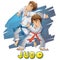 Cartoon vector judo sport with separated layers for game and animation