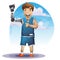 Cartoon vector man with Prostheses leg with separated layers for game and animation