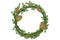 Cartoon vector Merry Christmas wreath, spruce with bigwigs
