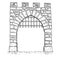 Cartoon Vector of Open Stone Medieval Decision Gate with Iron Bars