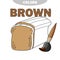 Cartoon vector outline illustration bread - Learn the colors. Brown color