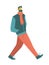 Cartoon vector people. a bearded walking man wearing casual clothes: scarf, jacket, jeans, boots. isolated casual people vector.