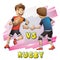 Cartoon vector rugby sport with separated layers for game and animation