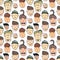 Cartoon vector seamless pattern with illustration of peoples faces. Joyful kids hand drawn background