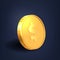 Cartoon Vector Shiny Golden Coin, Gleaming Disc With Radiant Surface Of Precious Metal With Dollar Sign Engraving