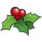 Cartoon vector shiny holli mistletoe christmas ornament with black outlines