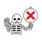 Cartoon vector skeleton with wrong sign