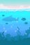 Cartoon vector vertical underwater landscape