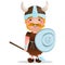 Cartoon vector Viking warrior with red hair