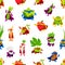 Cartoon vegetable superhero characters pattern