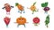 Cartoon vegetables exercises. Healthy food characters doing fitness activities and sport workout. Vector cute and funny