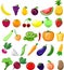 Cartoon vegetables and fruits icons,vector