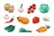 Cartoon vegetables. Organic food highly detailed farming game asset, fresh organic vegetarian food 2D sprite collection. Vector