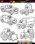 Cartoon vehicles set for coloring book