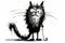 A cartoon version of the cat, emotive body language, spiky mounds, frayed