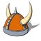 Cartoon viking helmet with horns. Vector