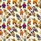 Cartoon vikings pirate seamless pattern