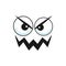 Cartoon villain face vector emoji with angry eyes