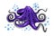 Cartoon violet purple octopus clip-art isolated on white background illustration