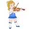 Cartoon violinist girl playing symphony music