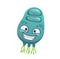 Cartoon virus cell vector icon, cute germ mascot