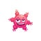 Cartoon virus cell vector icon, cute pink bacteria