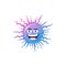 Cartoon virus cell vector icon, furry bacteria