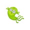 Cartoon virus cell vector icon, green bacteria