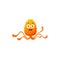 Cartoon virus cell vector icon, orange bacteria