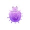 Cartoon virus cell vector icon, purple bacteria