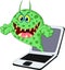 Cartoon Virus on laptop