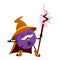 Cartoon vitamin B1 mage character, vector wizard