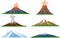 Cartoon volcano eruption set