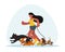 Cartoon volunteer girl jogging with dogs illustration