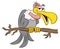 Cartoon vulture sitting on a branch