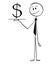 Cartoon of Waiter or Businessman Holding Salver or Tray With Dollar Currency Symbol