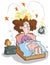 Cartoon waking-up Woman.