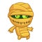 Cartoon walking mummy creature. Vector illustration of mummy monster for Halloween isolated