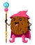 Cartoon walnut nut funny wizard warlock character