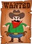 Cartoon Wanted Poster with Bad Cowboy