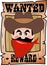 Cartoon Wanted Poster with Bandit Face