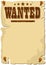 Cartoon WANTED Poster, Wild West template, with copy space for description