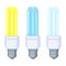Cartoon warm and cold fluorescent light bulb set