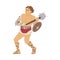 Cartoon warrior soldier from Ancient Rome holding shield and spike club