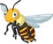 Cartoon wasp flying on white background