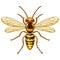 Cartoon wasp insect mascot on white background