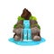 Cartoon water cascade, isolated jungle waterfall