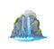 Cartoon water cascade, isolated mountain waterfall